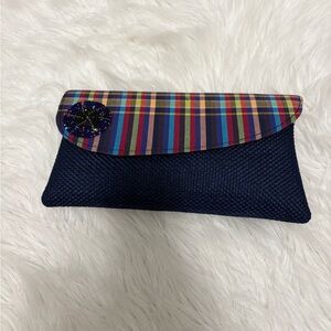 Handmade African Print Multicolor Striped Clutch Bag